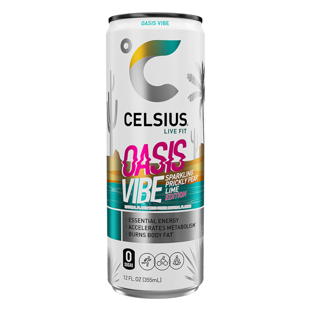 Celsius Vibe Oasis Vibe Prickly Pear Lime Sparkling Energy Drink (12oz) by Farmacias Savia