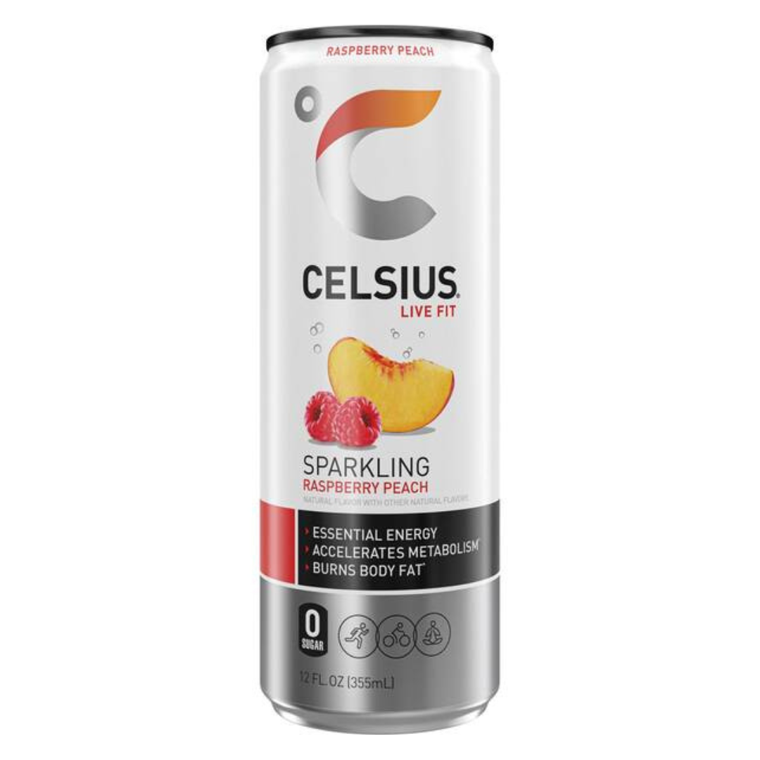 Celsius Live Fit Sparkling Raspberry Peach Energy Drink (12oz) by Farmacias Savia