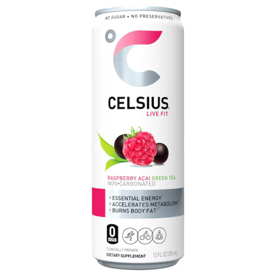 Celsius Live Fit Raspberry Acai Green Tea Non-Carbonated Energy Drink (12oz) by Farmacias Savia