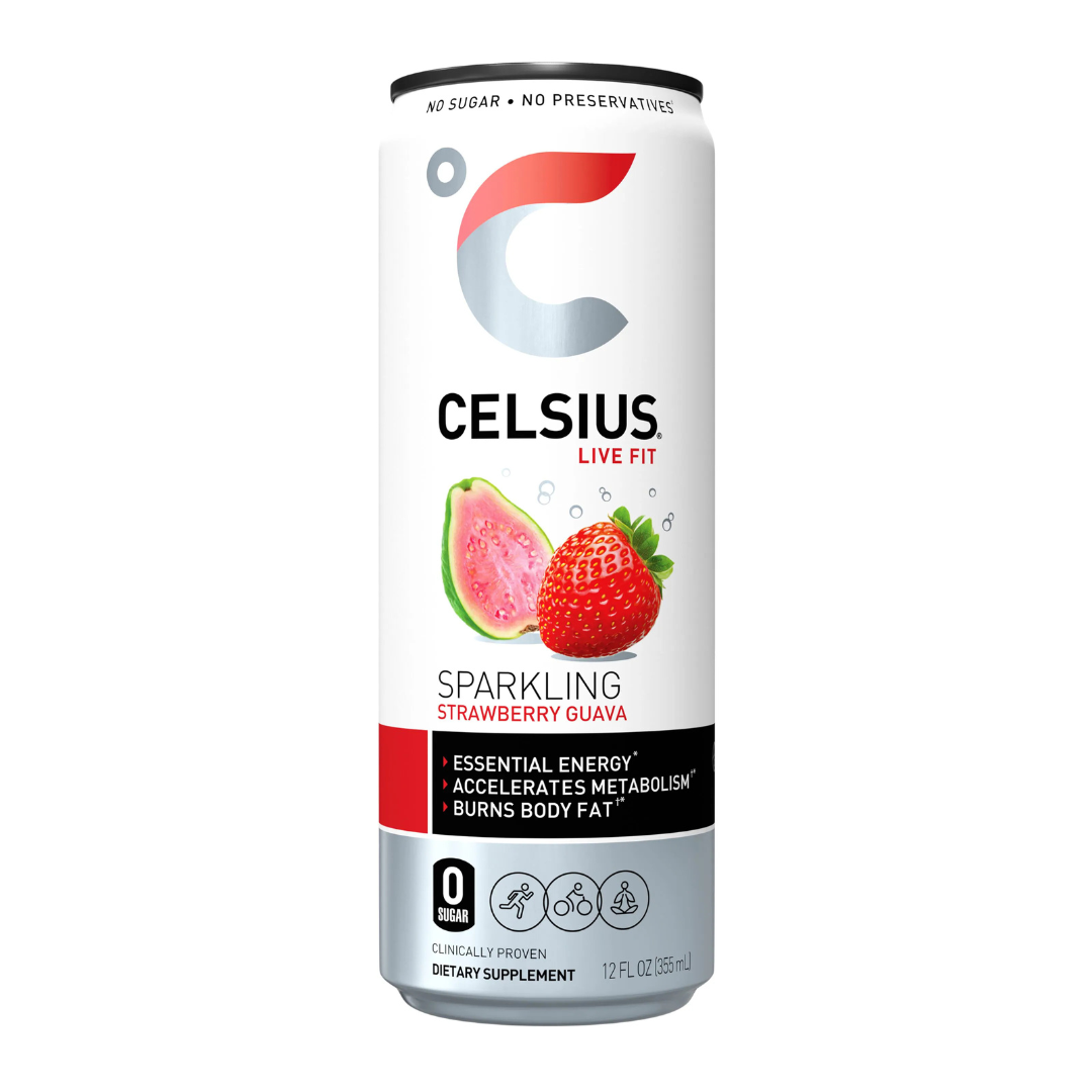 Celsius Live Fit Sparkling Strawberry Guava Fitness Drink (12oz) by Farmacias Savia