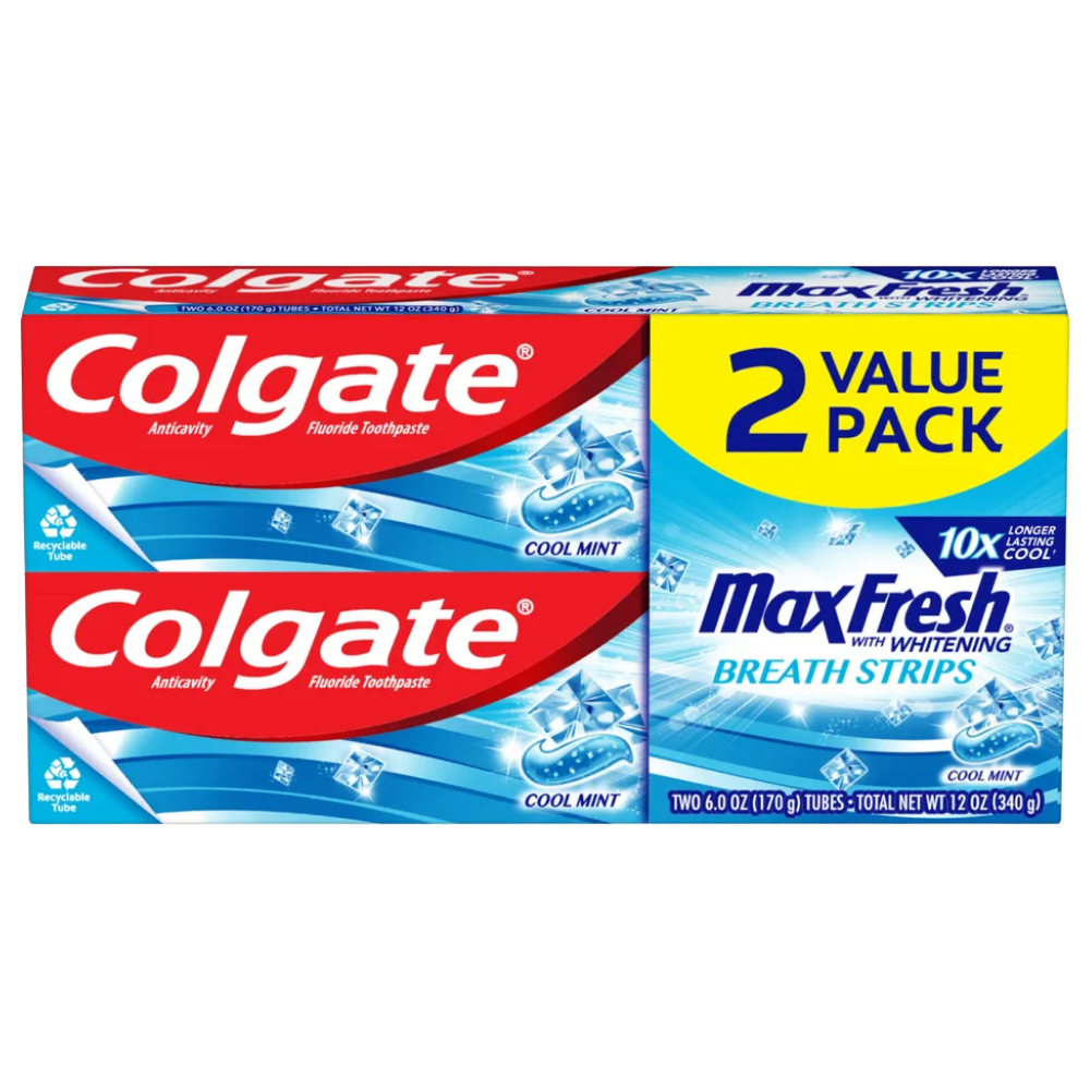 Colgate Max Fresh Toothpaste with Mini Breath Strips (2pk 5.6oz) by Farmacias Savia