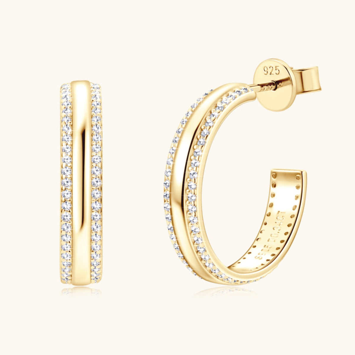 Pure Sterling Silver Inlaid Sparkala™ C-Hoop Earrings by Sparkala