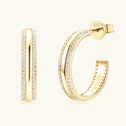 Pure Sterling Silver Inlaid Sparkala™ C-Hoop Earrings by Sparkala