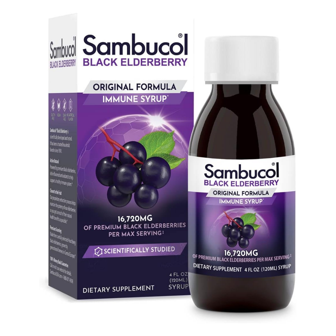 Sambucol Black Elderberry Original Syrup (4oz) by Farmacias Savia