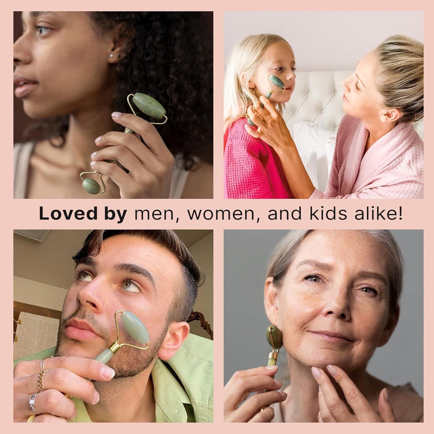 Jade Roller for Face - Smoothes Fine Lines &amp; Wrinkles, Face Massager Skin Care Tools with Small Eye Roller for Puffy Eyes, De-Puffing &amp; Firming Facial Tool, Self Care Gifts for Women by Korean Skin Care