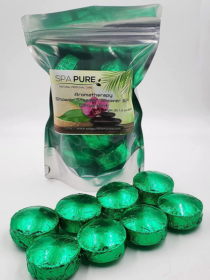8 Aromatherapy Shower Bombs USA Made, 100% Natural/Organic Essential Oils-Transform your shower-Transform your mood by Spa Pure