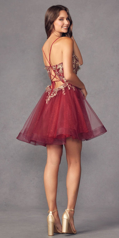 Juliet 902 Short A-Line 3D Butterfly Applique Layered Tulle Gown by DiscountDressShop