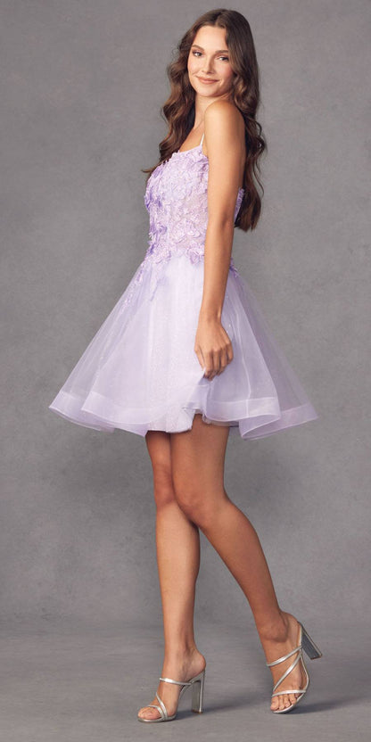 Juliet 902 Short A-Line 3D Butterfly Applique Layered Tulle Gown by DiscountDressShop
