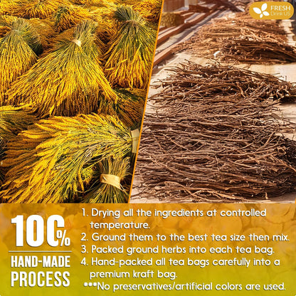 Premium Mullein Licorice Tea Bags. 100% Natural, Blend of Mullein Leaves, and Licorice Root. by FreshDrinkUS - Natural and Premium Herbal Tea