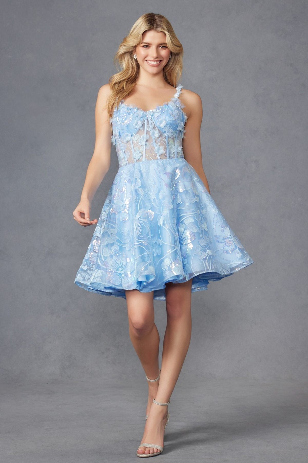 Juliet JT917A Dress Embroidered Lace with Corset Bodice Cocktail Dress by DiscountDressShop