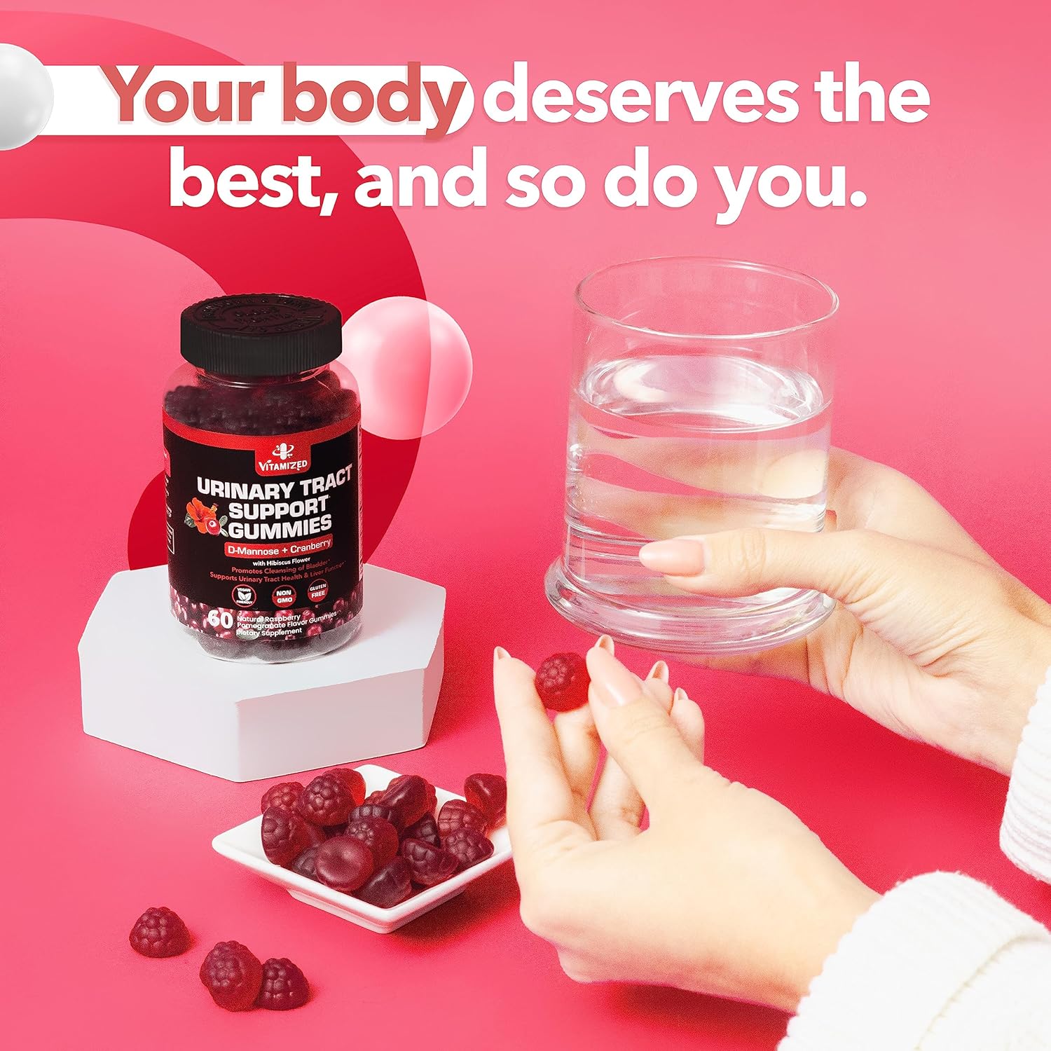 Powerful Cranberry Gummies with D-Mannose - Urinary Tract Health - Fast-Acting Bladder Support Supplement - 60 Count by The VITAMIZED Shop