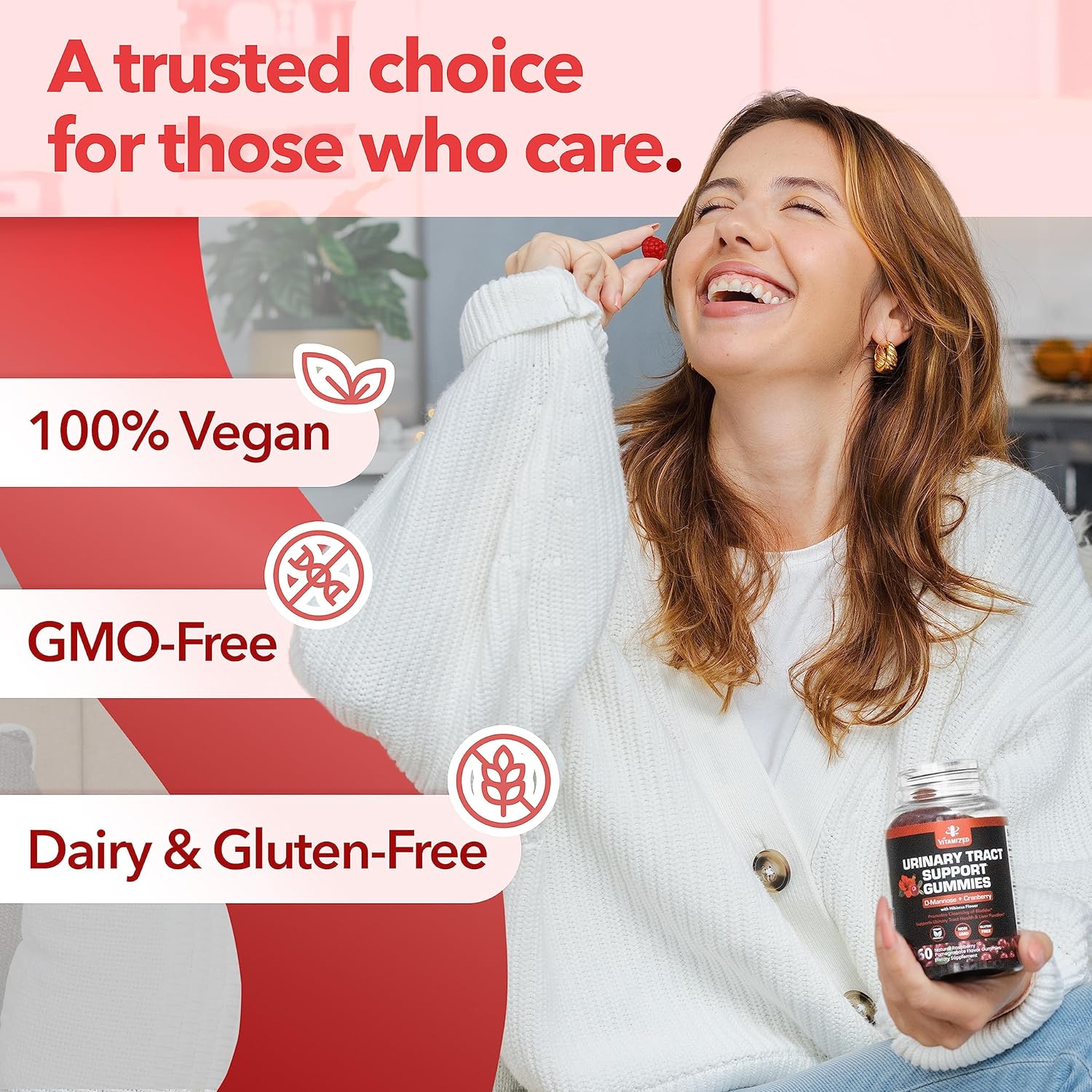 Powerful Cranberry Gummies with D-Mannose - Urinary Tract Health - Fast-Acting Bladder Support Supplement - 60 Count by The VITAMIZED Shop