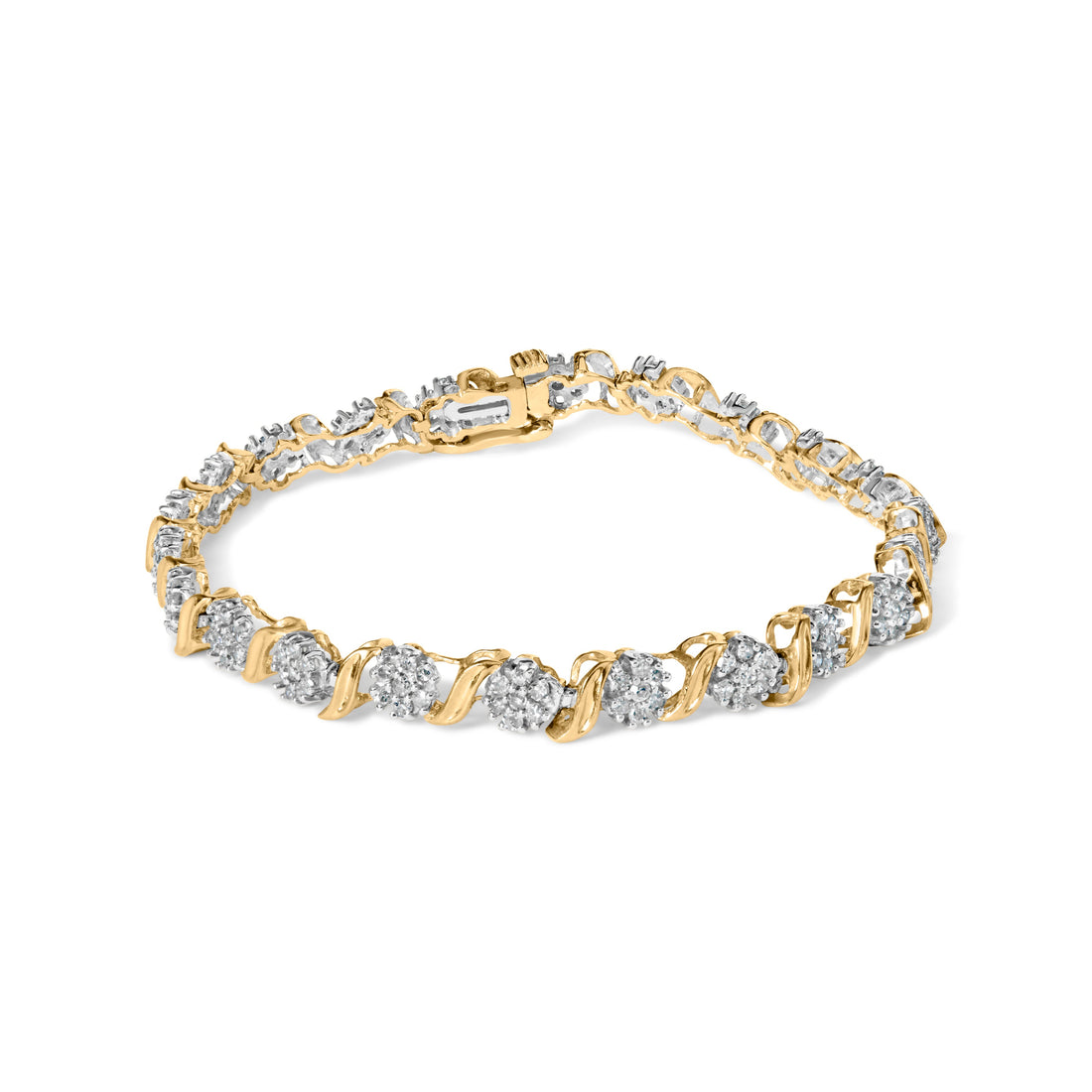 10K Yellow Gold 2.00 Cttw Round Cut Diamond &