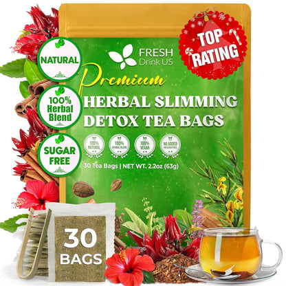 Herbal Slimming Detox Tea | Loose Leaf Blend for Daily Rituals and Clean Living by FreshDrinkUS - Natural and Premium Herbal Tea