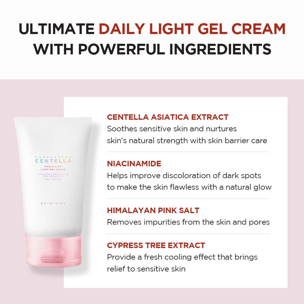 Madagascar Centella Poremizing Light Gel Cream 2.53 Fl.Oz (75Ml) | Tightens Pores | Soothes Irritated Skin by Korean Skin Care