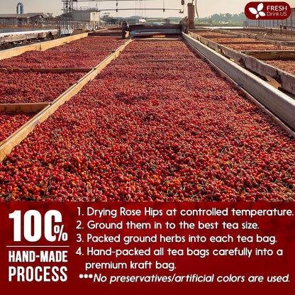 Premium Rosehip Tea Bags, 100% Natural &amp; Pure from Rose Hip Fruits. by FreshDrinkUS - Natural and Premium Herbal Tea