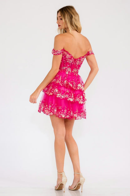 Juliet JT920K Dress Short Tulle Sequin A-Line Cocktail Dress by DiscountDressShop