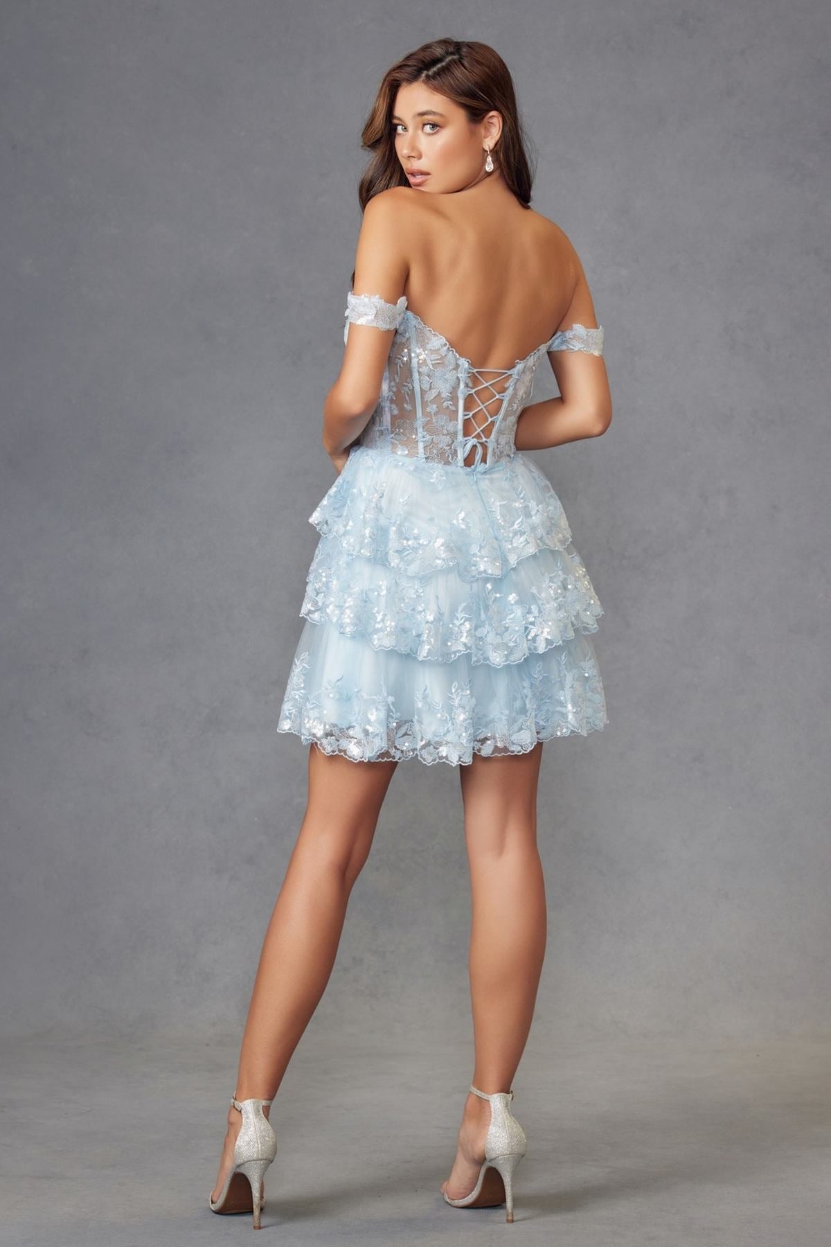 Juliet JT920K Dress Short Tulle Sequin A-Line Cocktail Dress by DiscountDressShop
