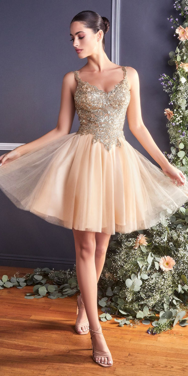 Cinderella Divine 9239 Short Poofy Layered A-Line Gown Tulle Skirt by DiscountDressShop