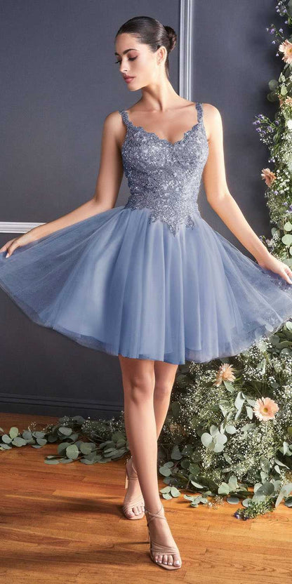 Cinderella Divine 9239 Short Poofy Layered A-Line Gown Tulle Skirt by DiscountDressShop