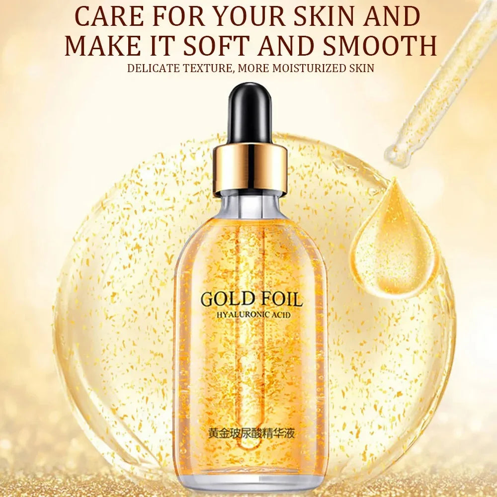 24K Gold Hyaluronic Acid Serum for Face Anti-Wrinkle Anti-Aging Brightening Moisturizing Skincare Facial Serum Essence Face Care by Korean Skin Care