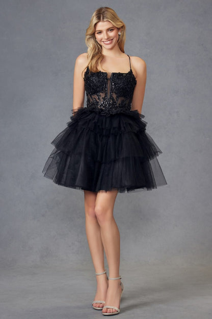Juliet JT935K Dress Corset Top Tulle Ruffle Cocktail Skirt by DiscountDressShop