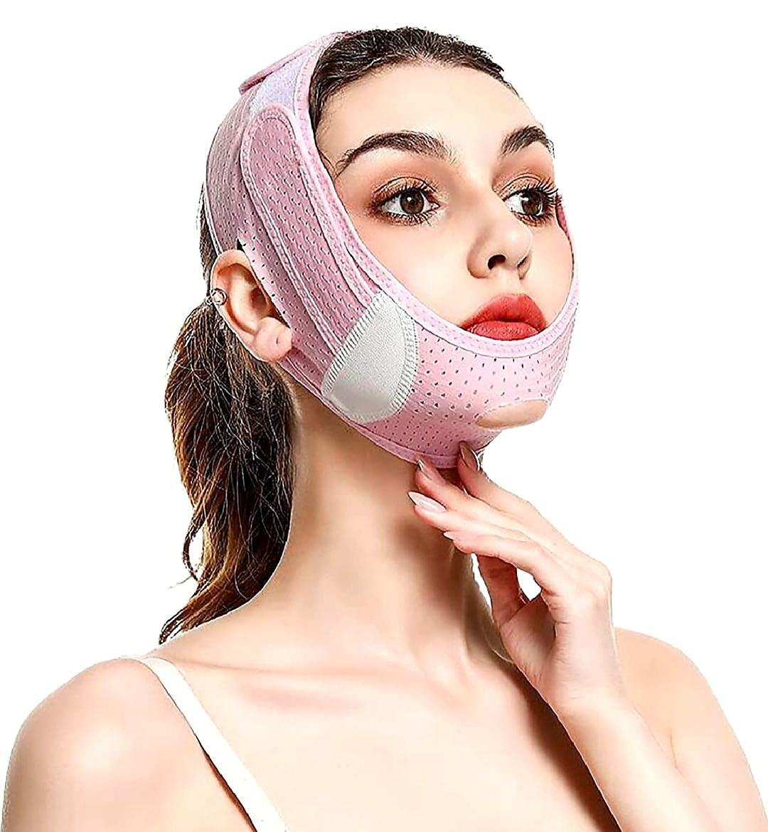SLIM FACE SLIMMING BAND FACIAL BELT DOUBLE CHIN REDUCER V LINE FACE LIFT anti SNORE WRINKLE FACE BANDAGE DOUBLE CHIN STRAP SAGGING FACE CONTOUR JAWLINE TIGHTEN STRAP 1PK by Korean Skin Care