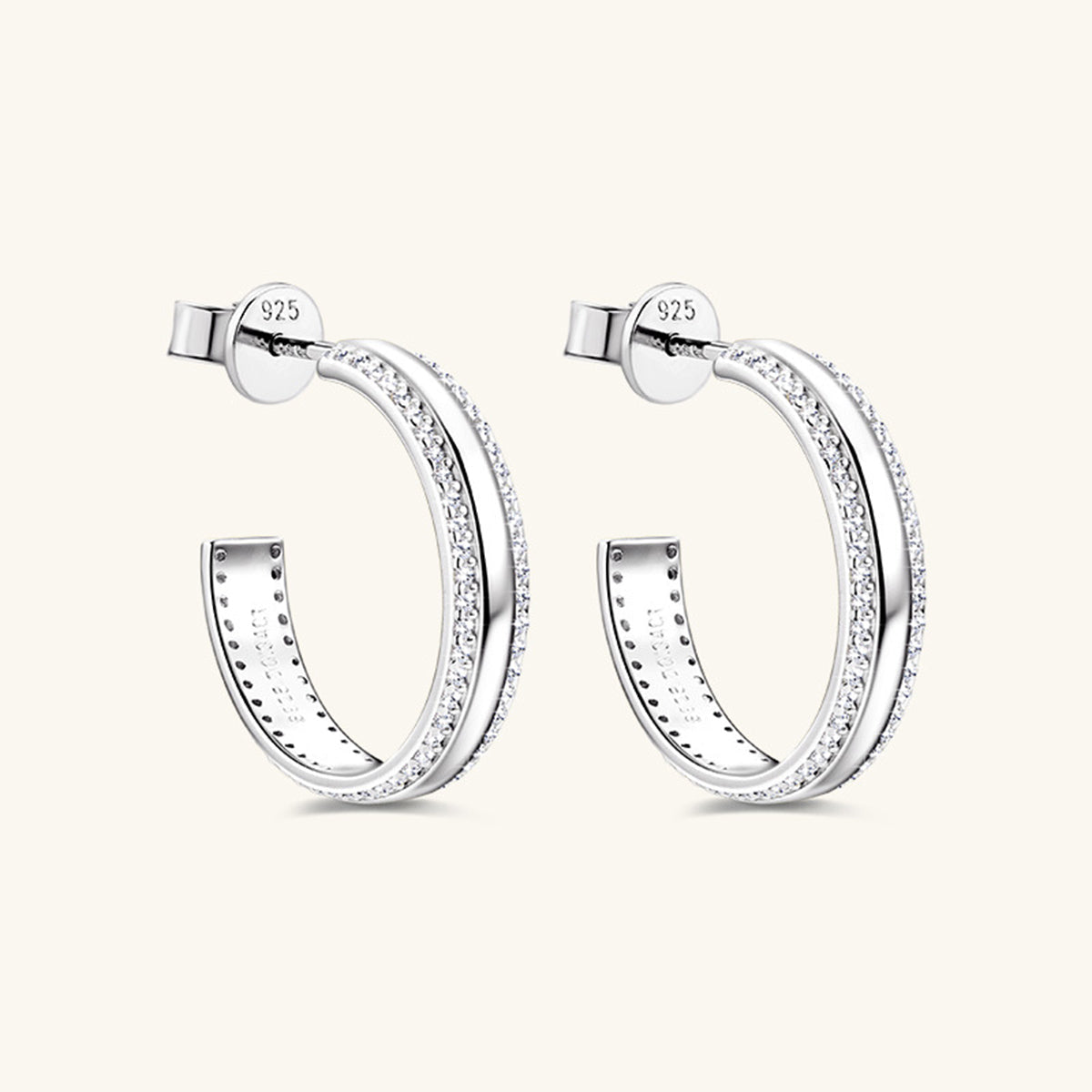 Pure Sterling Silver Inlaid Sparkala™ C-Hoop Earrings by Sparkala