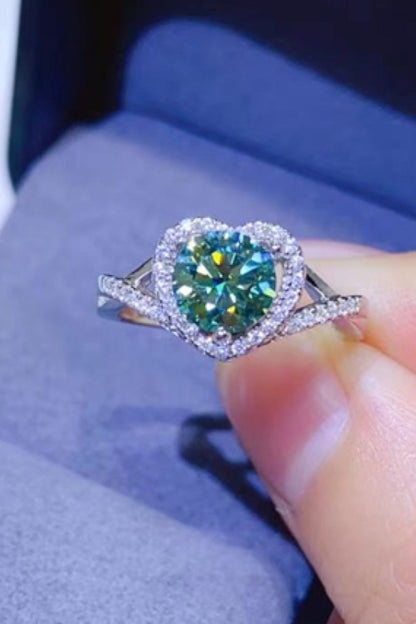 Adored 1 Carat Yellow Green Sparkala™ Platinum Over Pure Sterling Silver Heart Ring by Sparkala