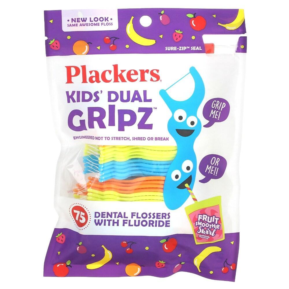 Plackers Kids Dual Gripz Floss Picks, Wild Berry with Fluoride - 75 Count by Pasteur Pharmacy
