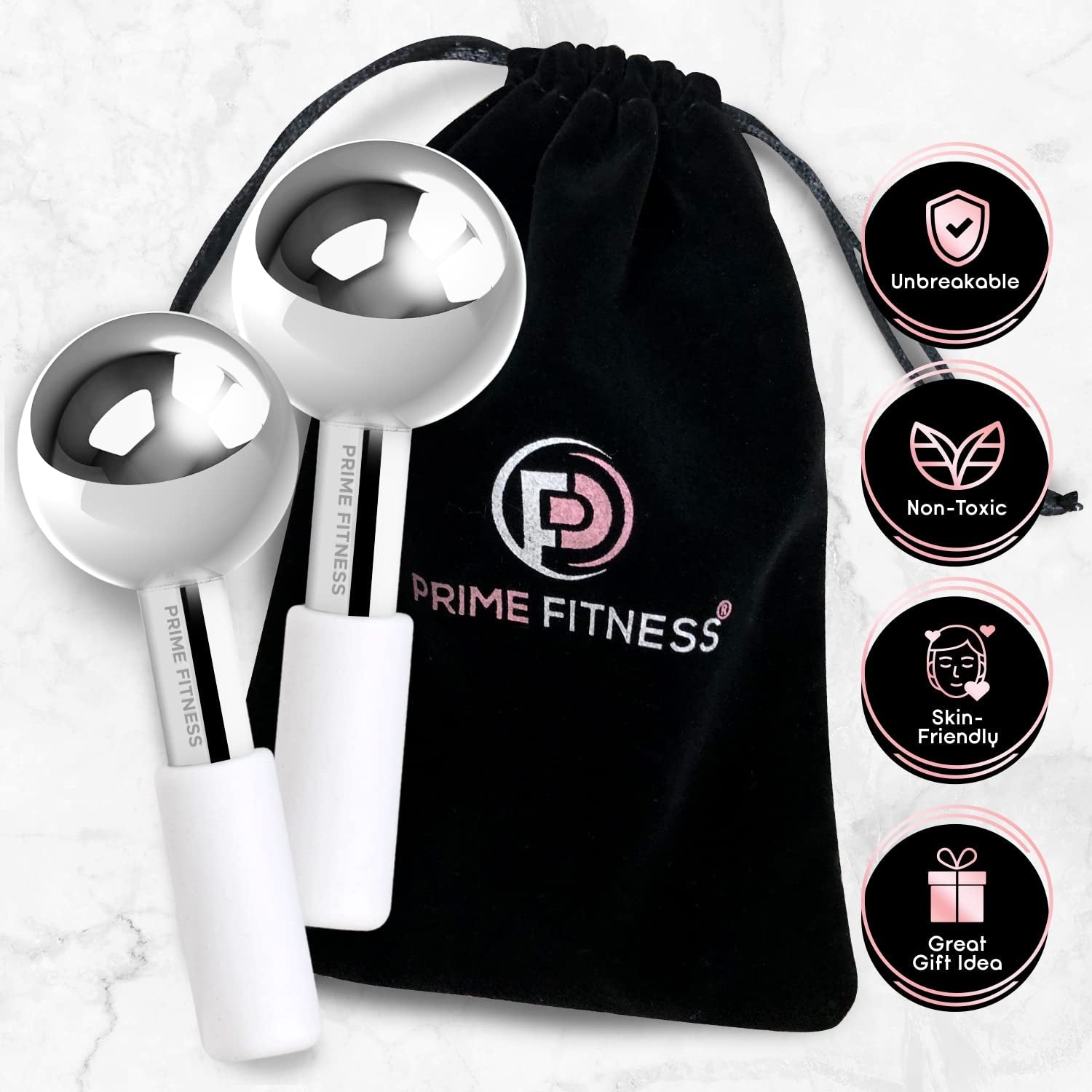 Ice Globes for Facials | Unbreakable Steel Cooling Roller | Cryo Sticks for Face | Massager for Face Neck &amp; Eyes | Skin Care for Dark Circles, Puffiness, Wrinkles, Collagen Production (White) by Korean Skin Care