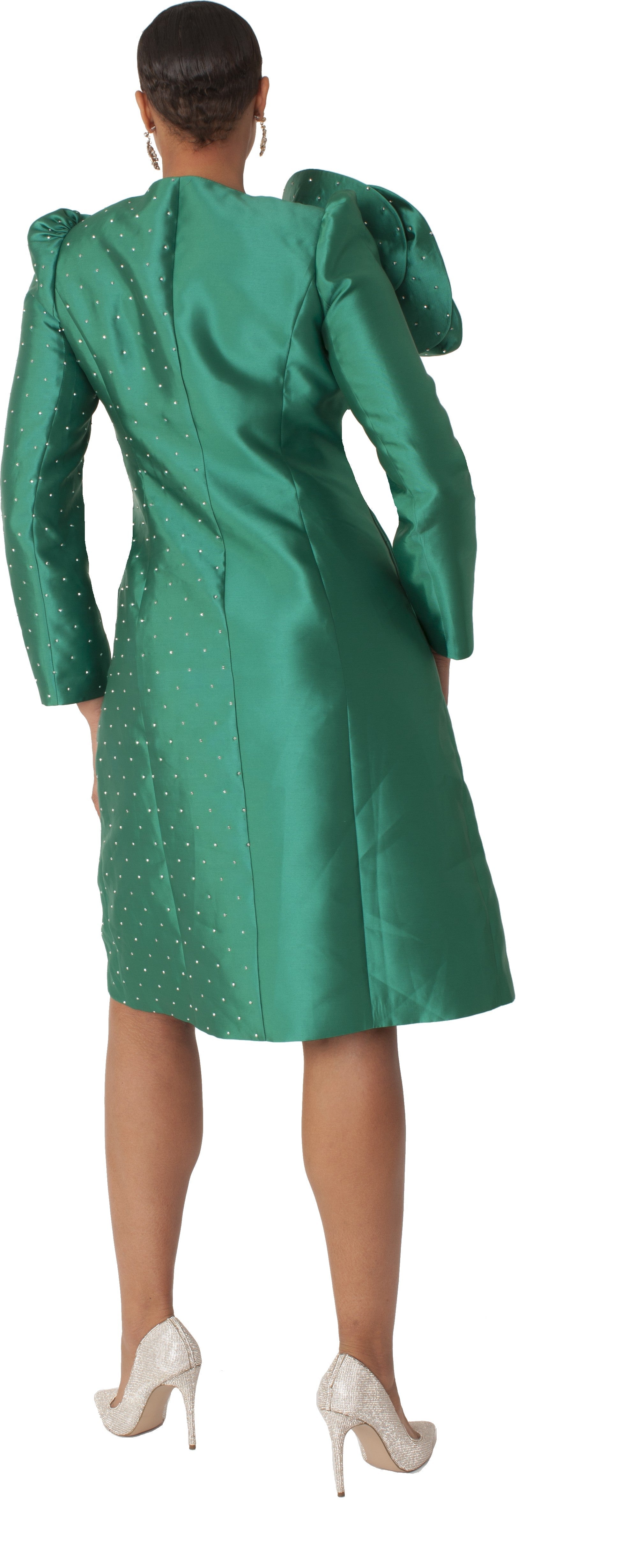 Pearl-Studded Floral Appliqué Coat Dress - 9751 by Tally Taylor