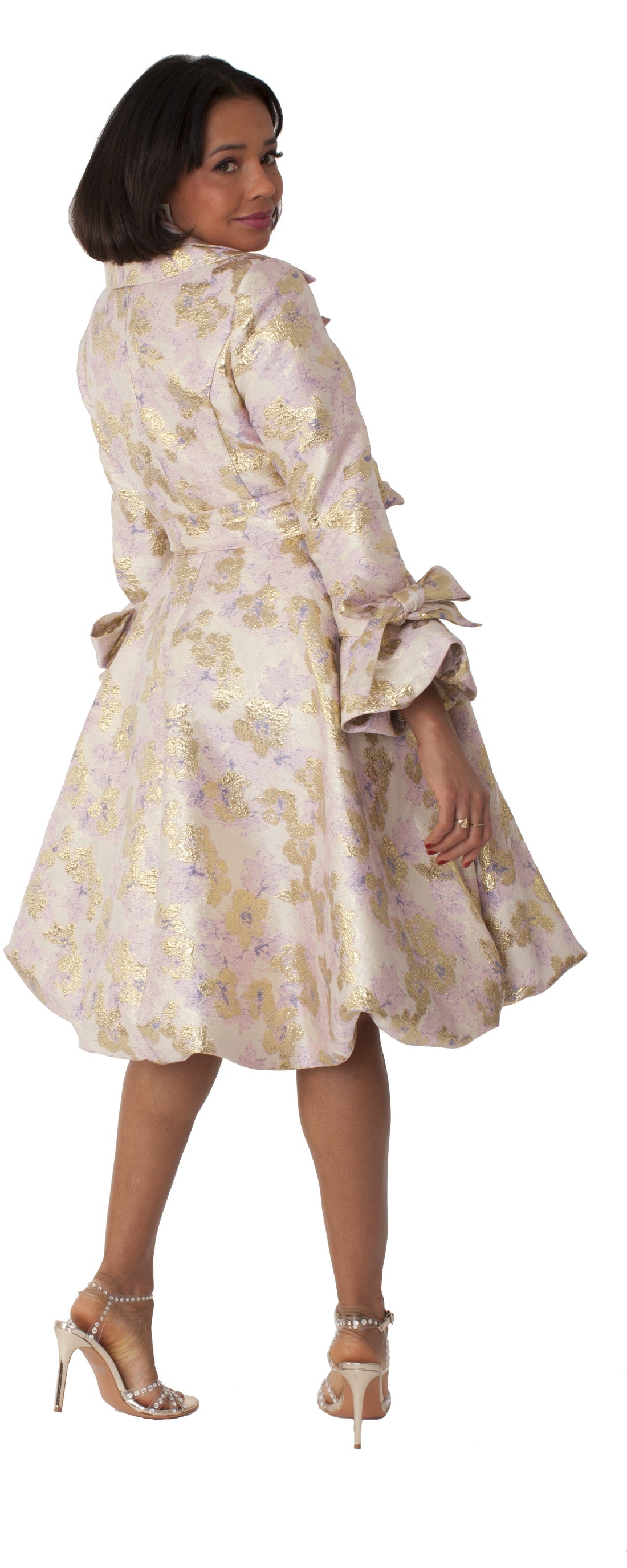 Metallic Floral Jacquard Coat Dress - 9757 by Tally Taylor
