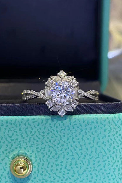Floral 2 Carat Sparkala™ Crisscross Ring (Platinum Over Pure Sterling Silver) by Sparkala