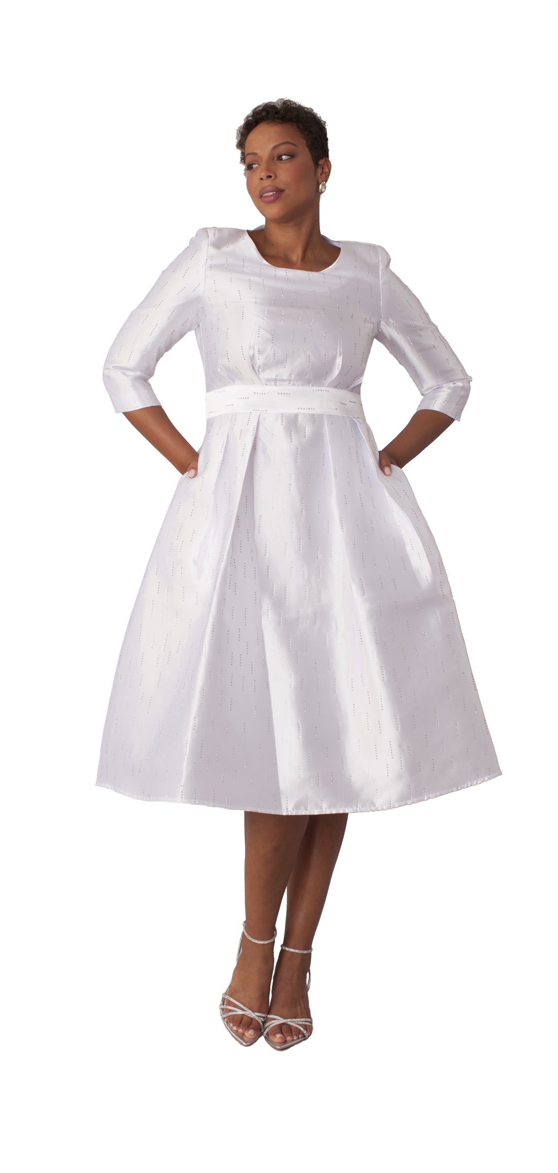 Shimmer A-Line Tea Length Dress - 9763 by Tally Taylor
