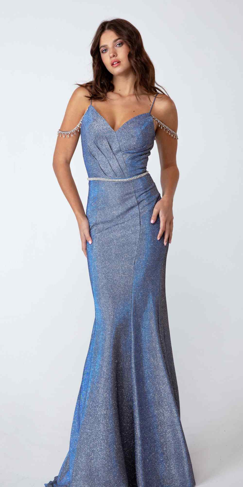 CLEARANCE - Eureka 9811 Cold-Shoulder Mermaid Long Dress (Size L) by DiscountDressShop