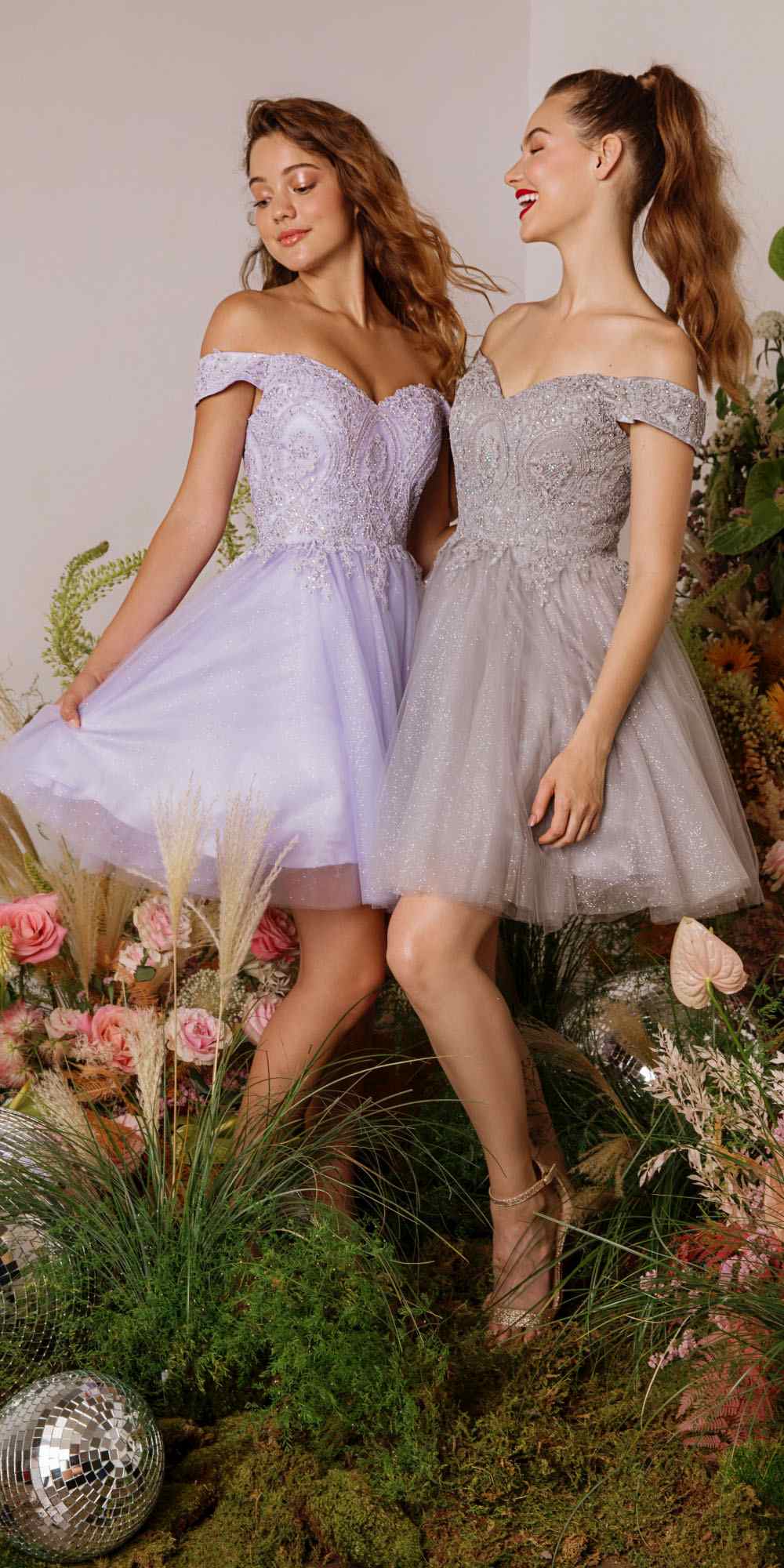 CLEARANCE - Eureka 9833 Short A-Line Off Shoulder Glitter Mesh Dress (Size M) by DiscountDressShop