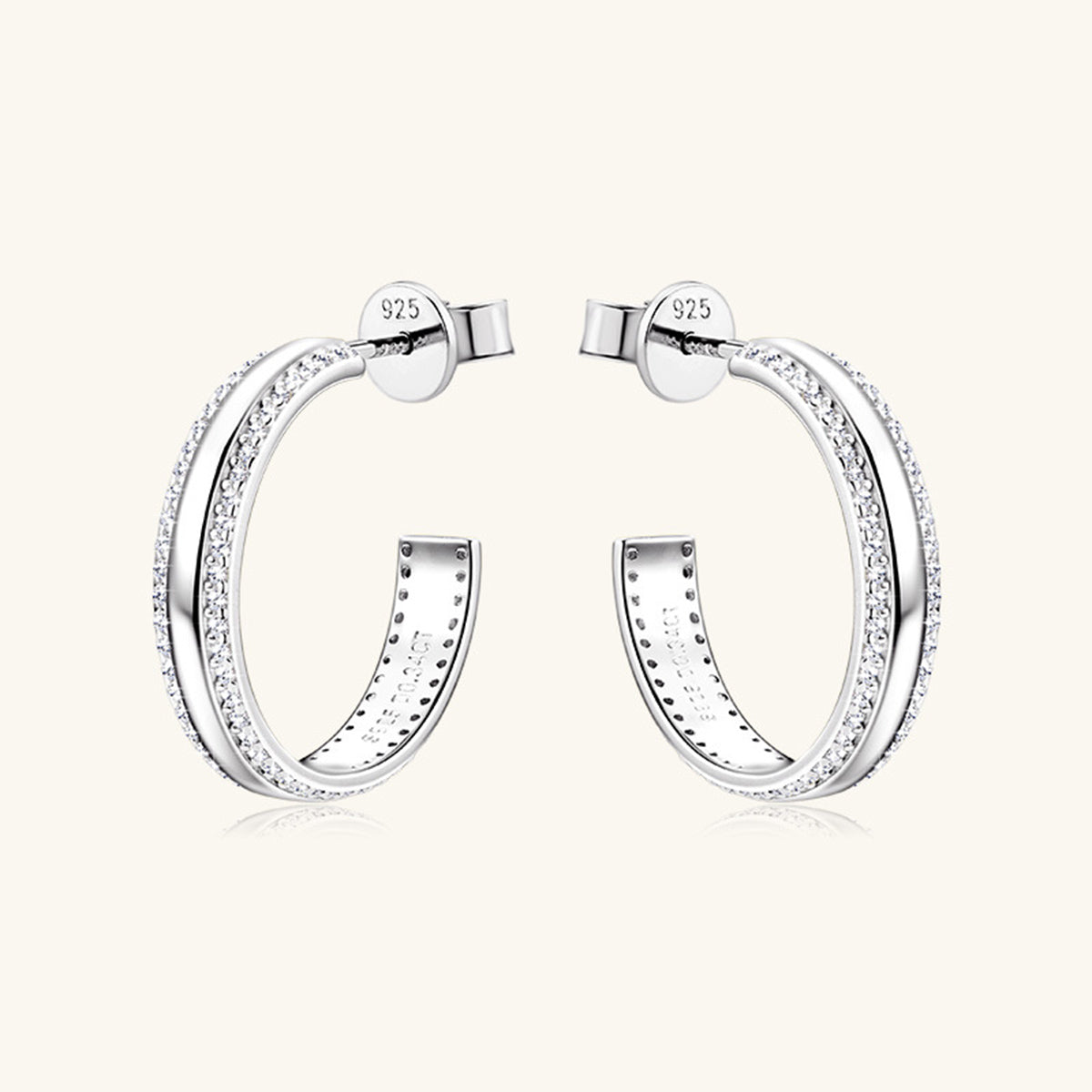 Pure Sterling Silver Inlaid Sparkala™ C-Hoop Earrings by Sparkala