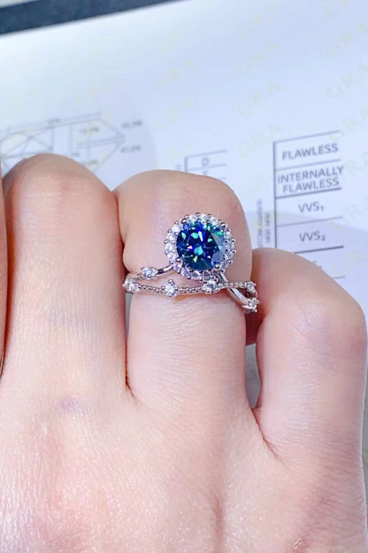 1 Carat Blue Brilliant Round Cut Sparkala™ Platinum Over Pure Sterling Silver Ring (Blue Or Purple) by Sparkala