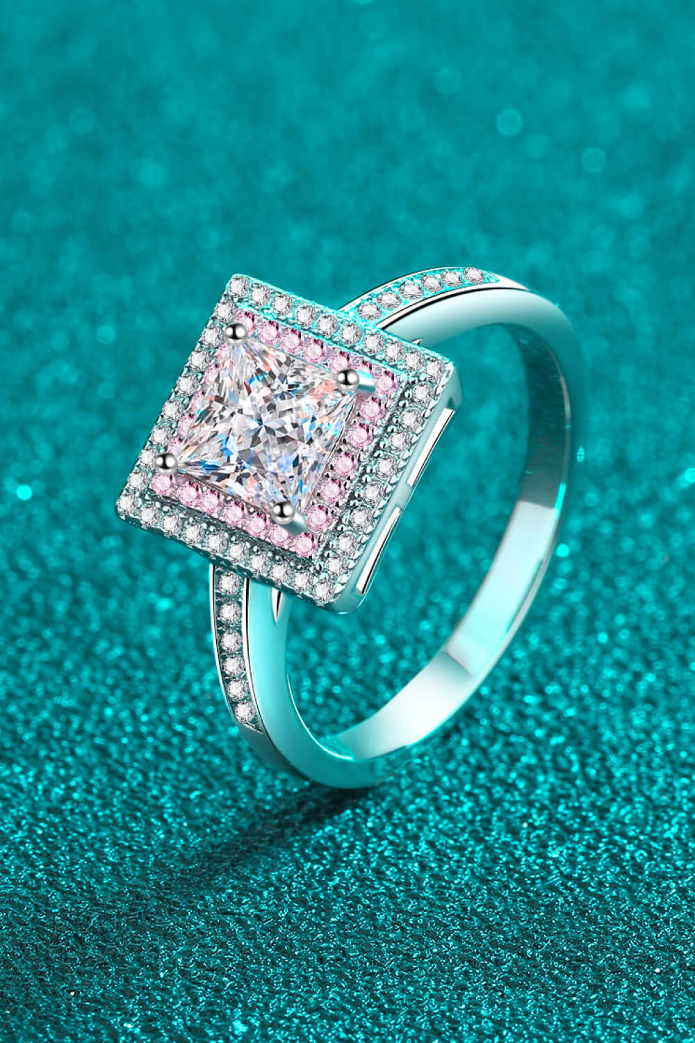 Stay Elegant 1 Carat Two-Tone Pink Princess-Cut Sparkala™ Ring (Platinum Over Pure Sterling Silver) by Sparkala