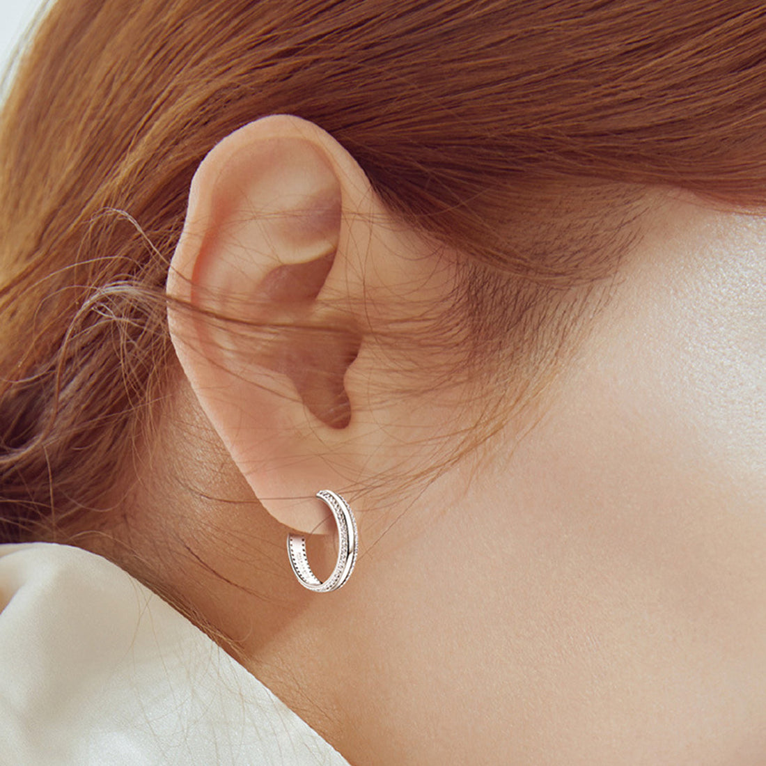 Pure Sterling Silver Inlaid Sparkala™ C-Hoop Earrings by Sparkala