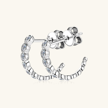 Inlaid Sparkala™ Pure Sterling Silver C-Hoop Earrings by Sparkala