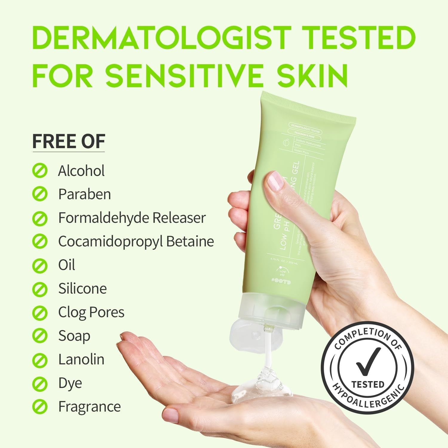 Hydrating Facial Cleanser, Gentle Soothing Korean Cleanser Face Wash for Acne-Prone Sensitive Skin. Green Plum Low Ph Cleansing Gel 200Ml 6.76 Fl. Oz. by Korean Skin Care