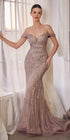 CLEARANCE - Andrea & Leo A1257 Long Off the Shoulder Dusty Mauve Gown (Size 4) by DiscountDressShop