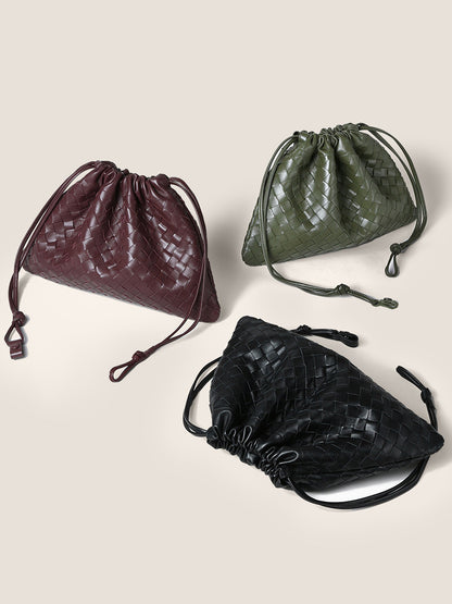 Sheepskin Woven Drawstring Commuter Tote by LINTICO