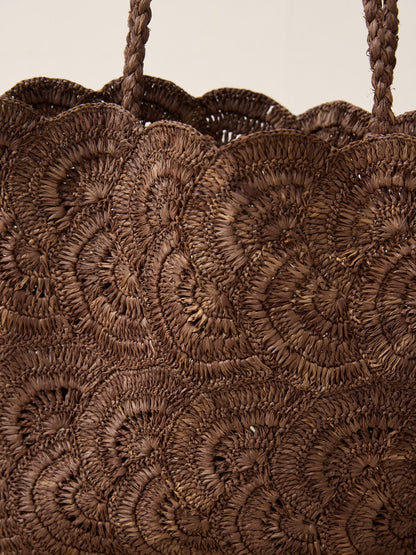 Handwoven Raffia Floral Pattern Tote Bag by LINTICO