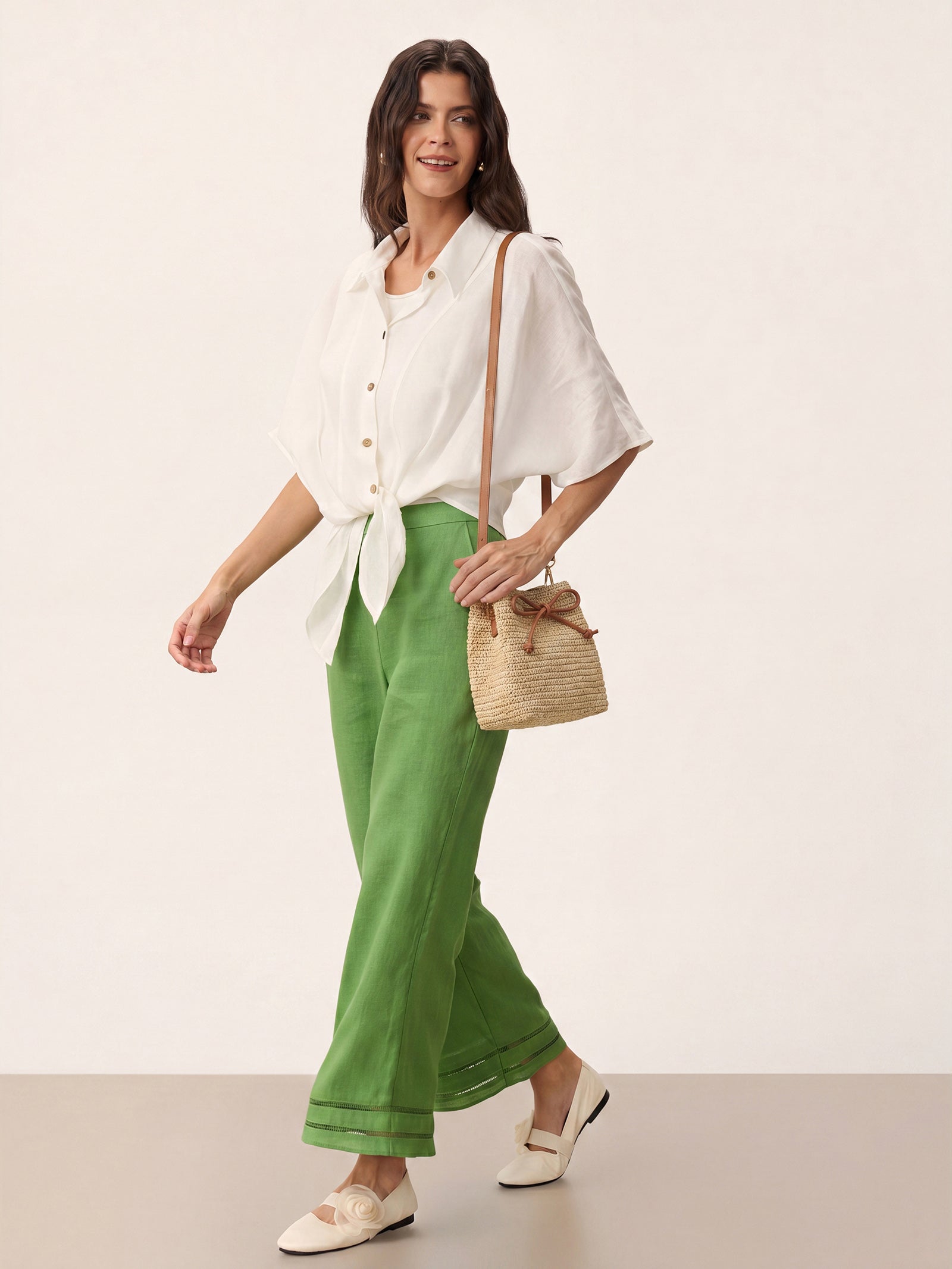 Mini Handwoven Raffia Drawstring Crossbody Bag by LINTICO