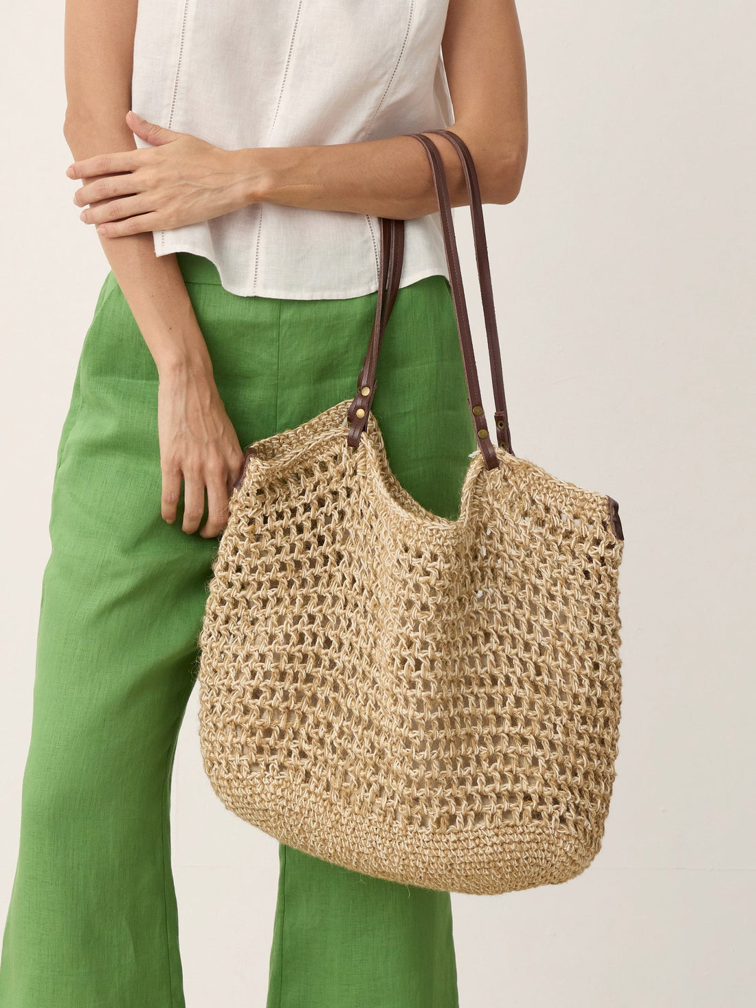 Linen-Cotton Open-Weave Tote Bag With Zip Pouch by LINTICO