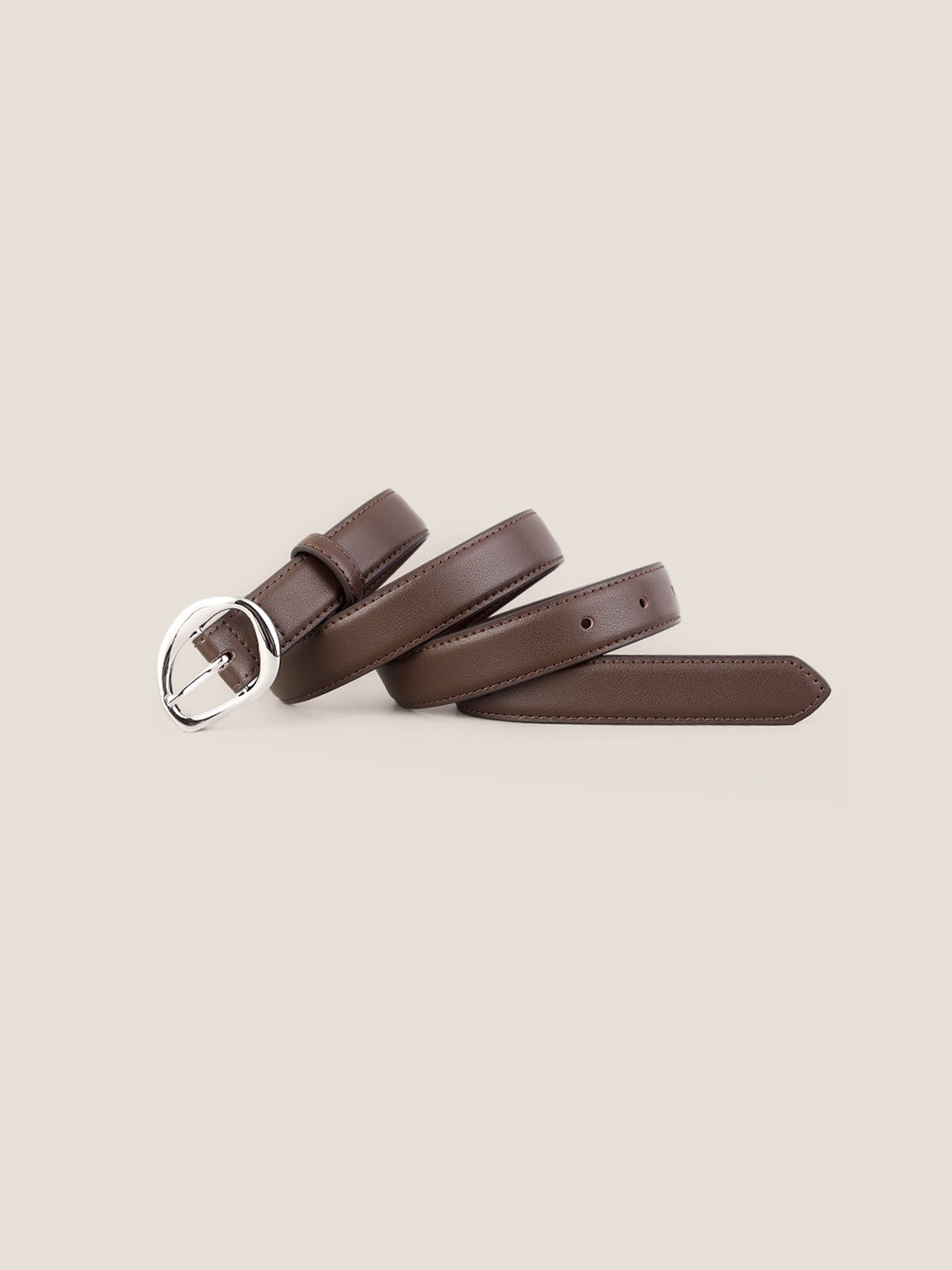 Premium Cowhide Belt With Retro Oval Alloy Buckle by LINTICO