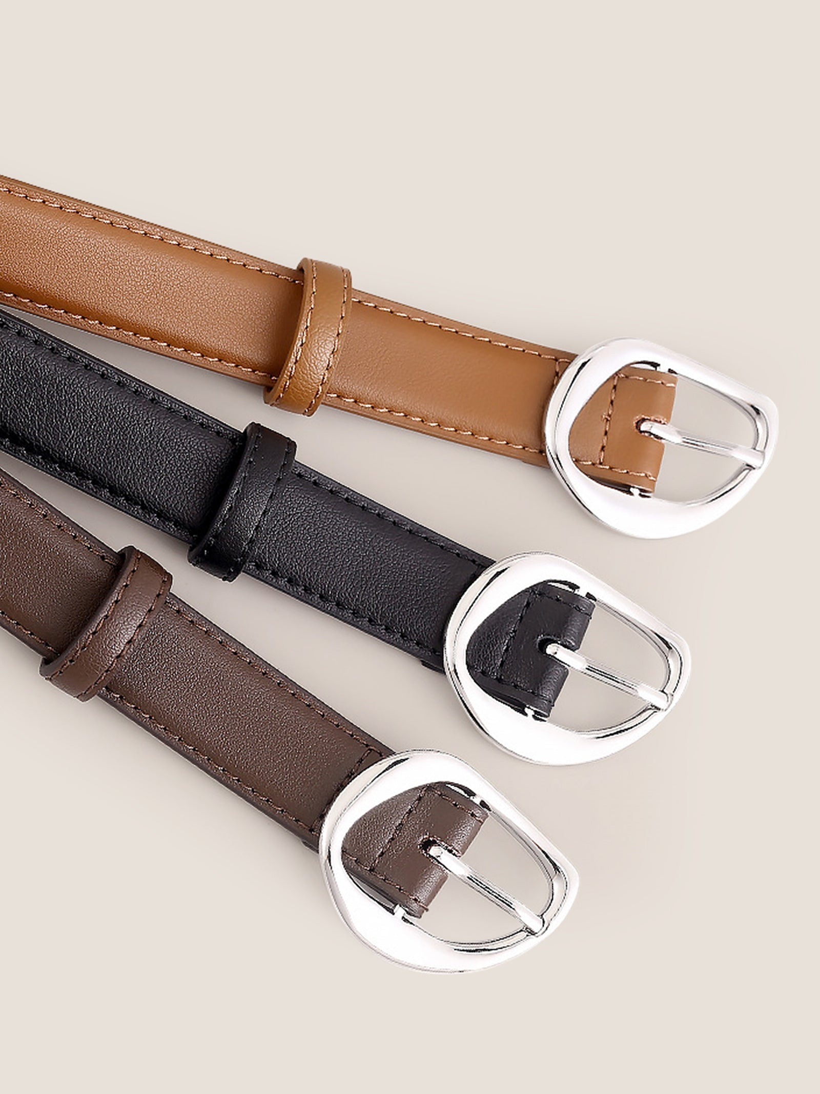 Premium Cowhide Belt With Retro Oval Alloy Buckle by LINTICO